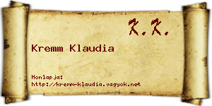 Kremm Klaudia névjegykártya